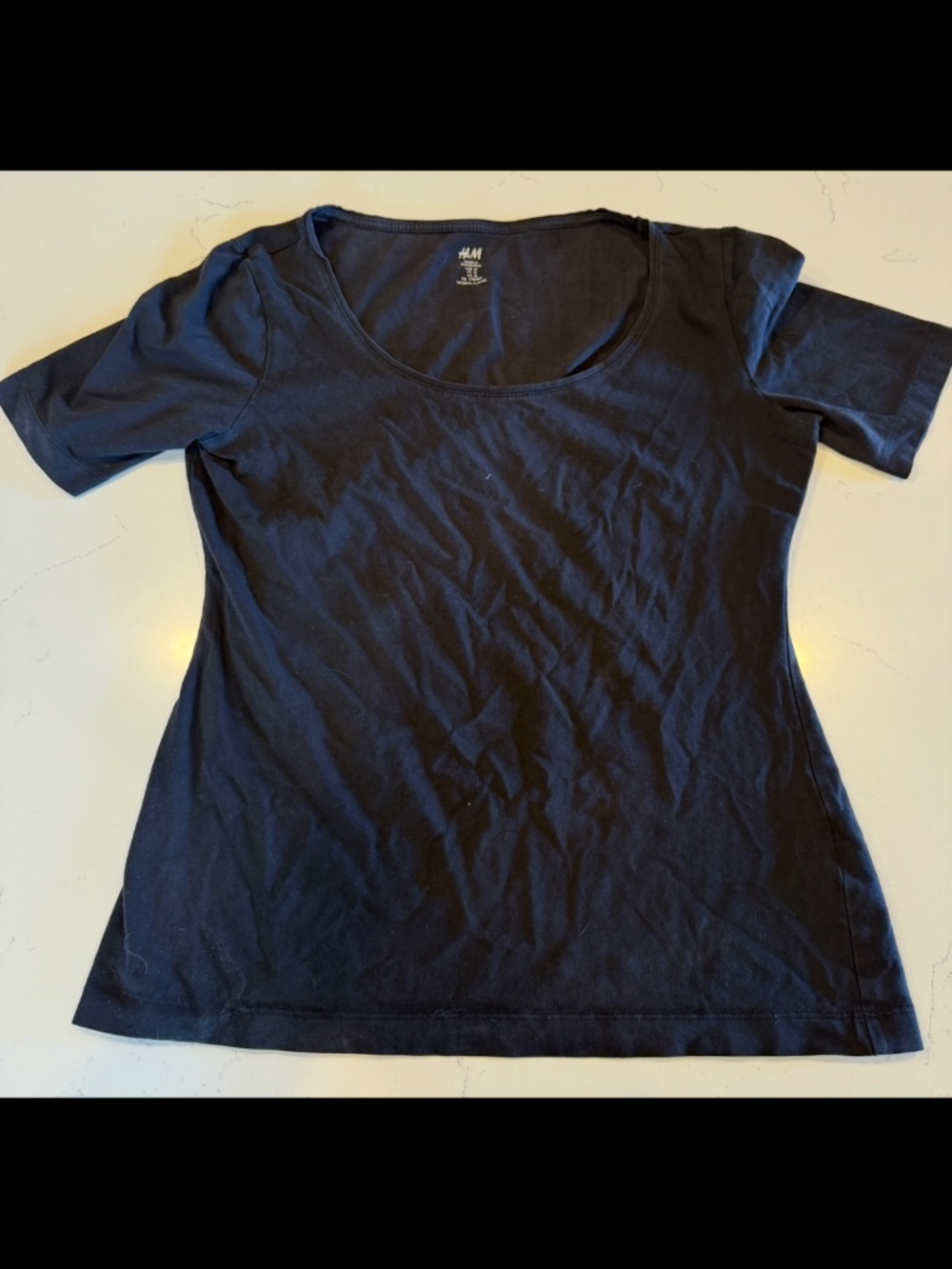 H&M Black Scoop Neck Short Sleeve Fitted T Shirt Women’s Large Basic